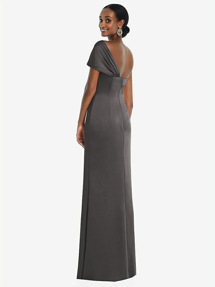 【STYLE: 3100】Twist Cuff One-Shoulder Princess Line Trumpet Gown【COLOR: Caviar Gray】