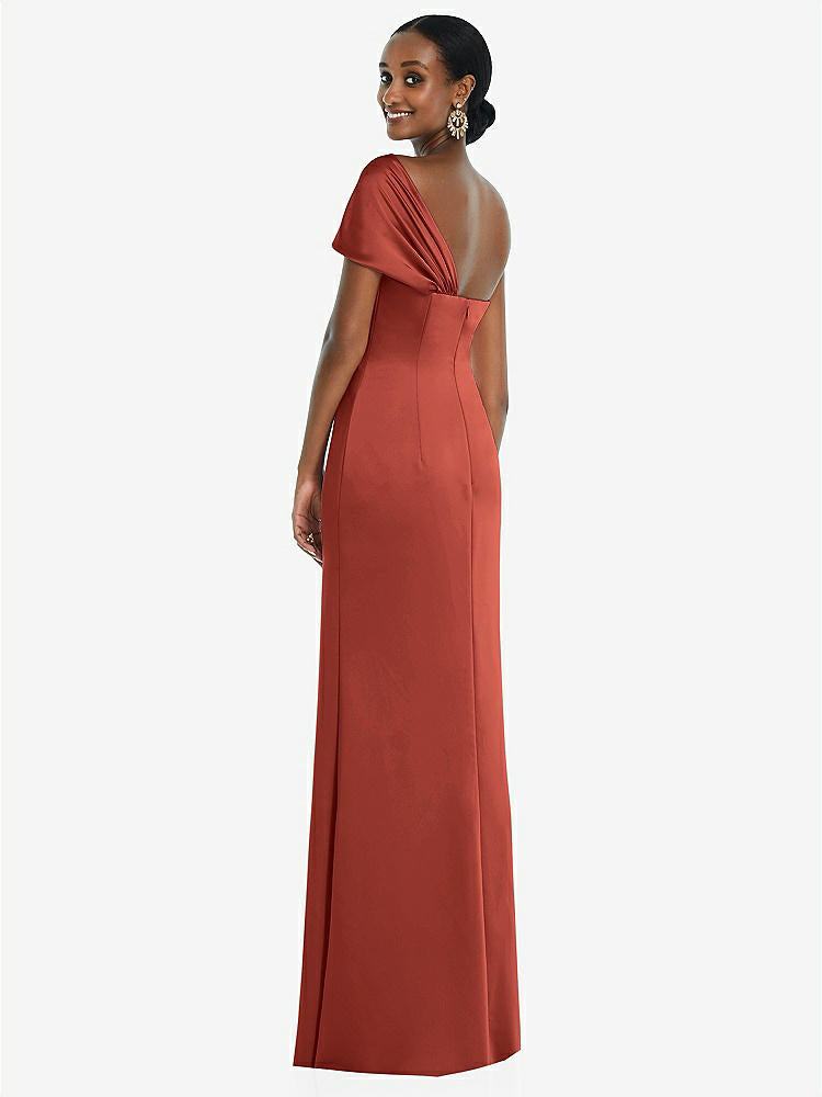 【STYLE: 3100】Twist Cuff One-Shoulder Princess Line Trumpet Gown【COLOR: Amber Sunset】