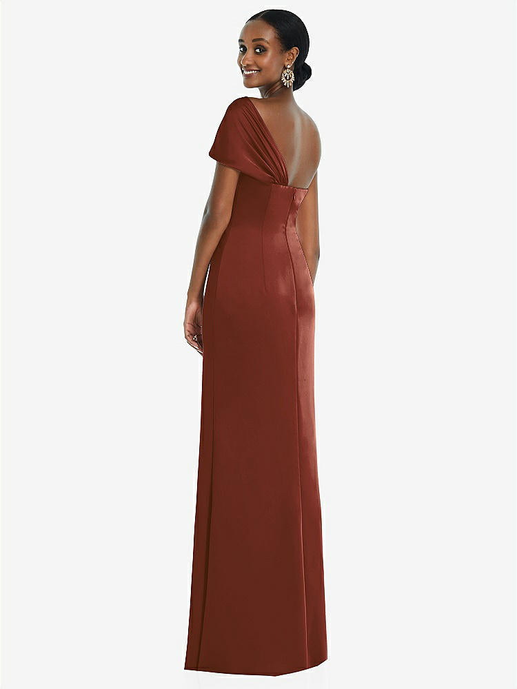 【STYLE: 3100】Twist Cuff One-Shoulder Princess Line Trumpet Gown【COLOR: Auburn Moon】