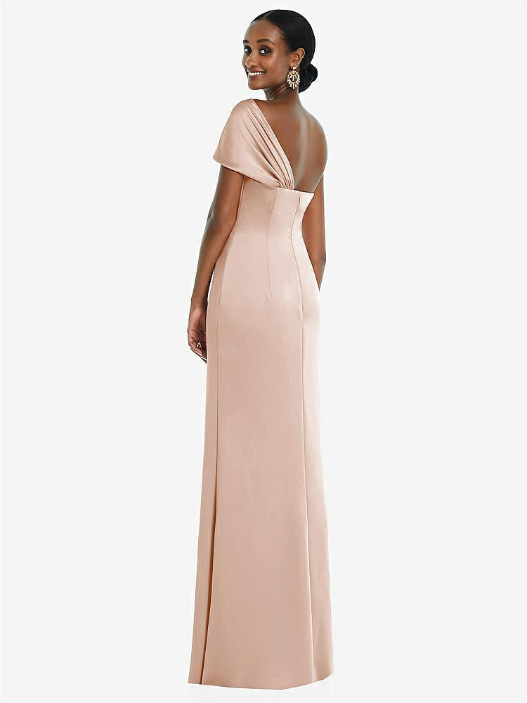 【STYLE: 3100】Twist Cuff One-Shoulder Princess Line Trumpet Gown【COLOR: Cameo】