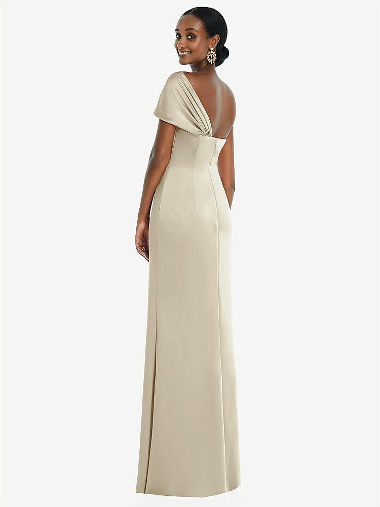 【STYLE: 3100】Twist Cuff One-Shoulder Princess Line Trumpet Gown【COLOR: Champagne】