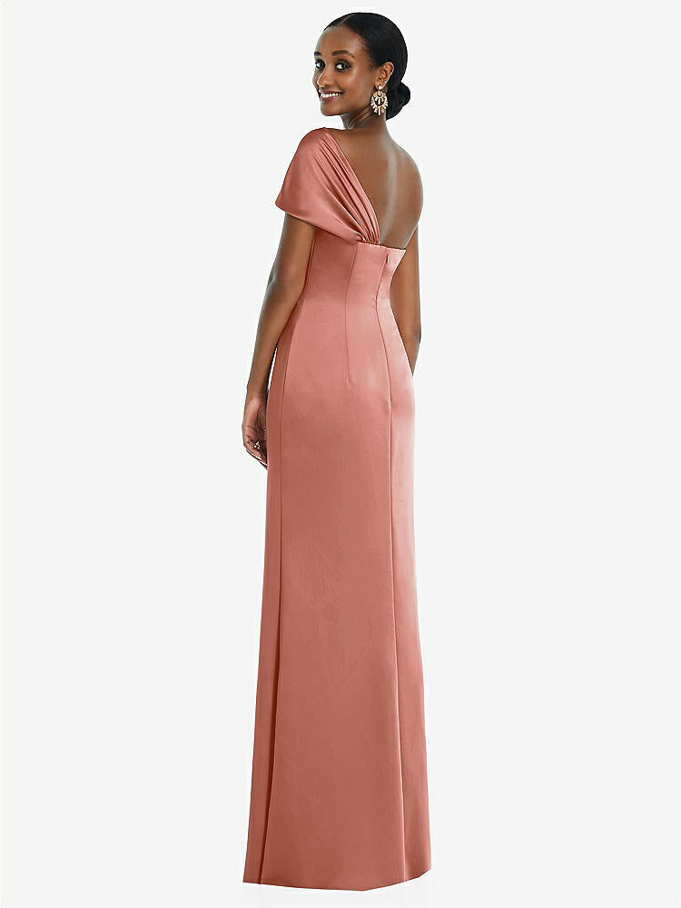 【STYLE: 3100】Twist Cuff One-Shoulder Princess Line Trumpet Gown【COLOR: Desert Rose】