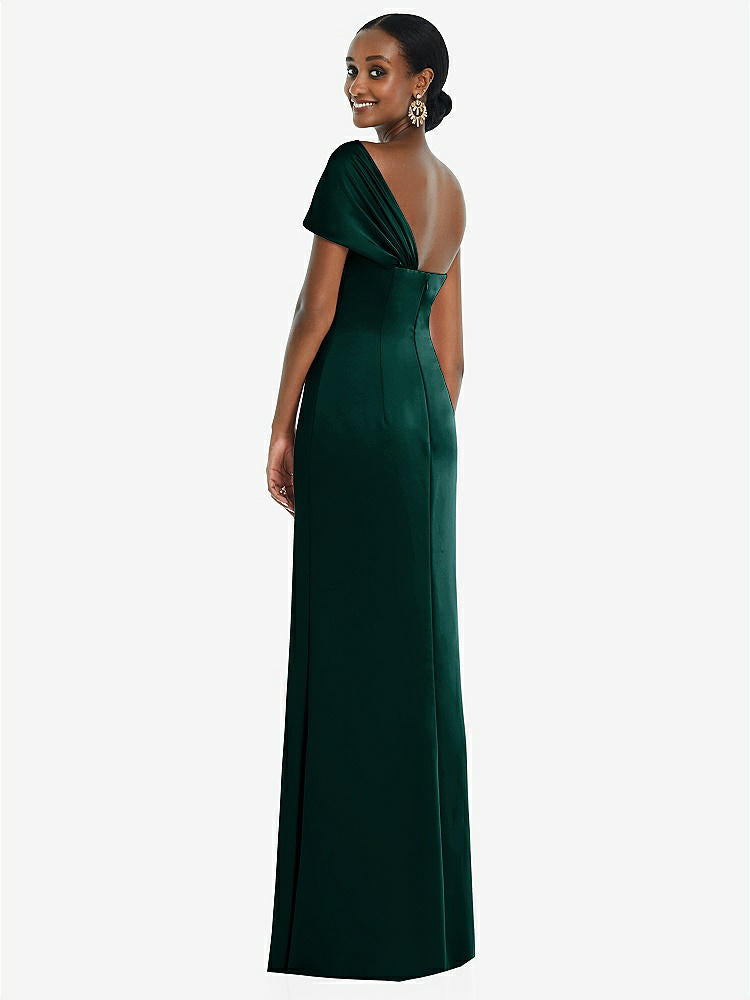 【STYLE: 3100】Twist Cuff One-Shoulder Princess Line Trumpet Gown【COLOR: Evergreen】