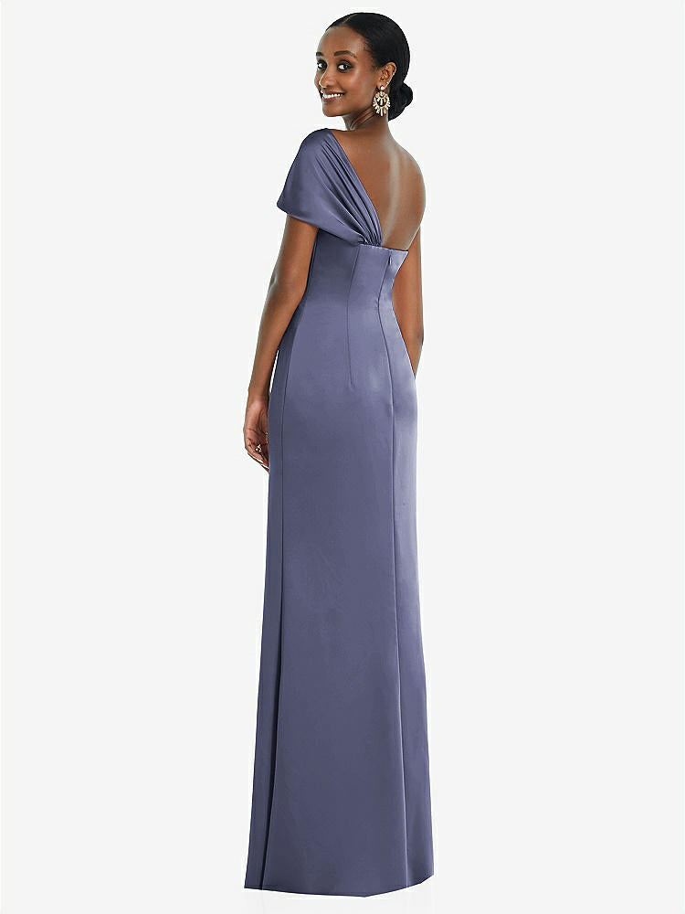 【STYLE: 3100】Twist Cuff One-Shoulder Princess Line Trumpet Gown【COLOR: French Blue】