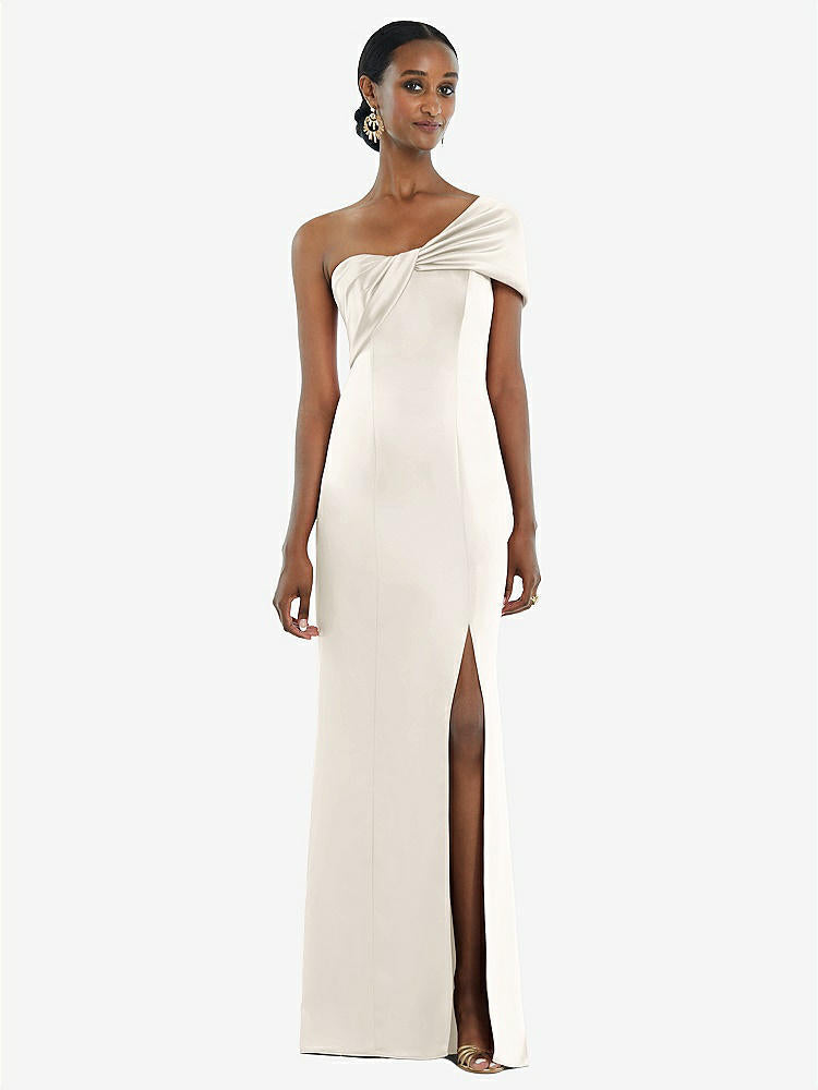 【STYLE: 3100】Twist Cuff One-Shoulder Princess Line Trumpet Gown【COLOR: Ivory】