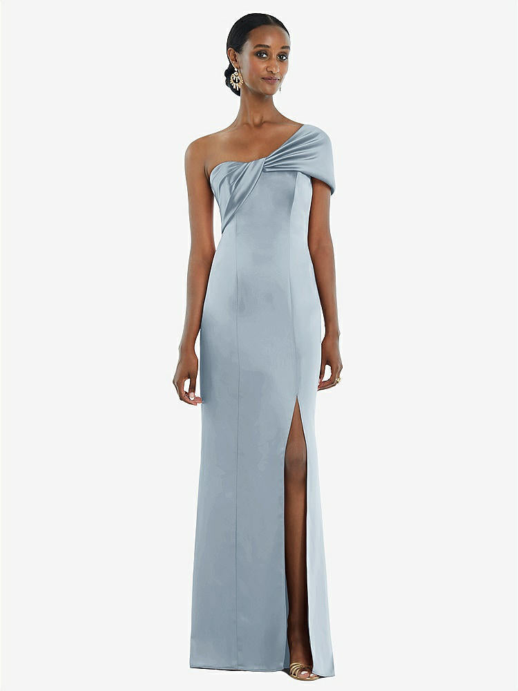 【STYLE: 3100】Twist Cuff One-Shoulder Princess Line Trumpet Gown【COLOR: Mist】