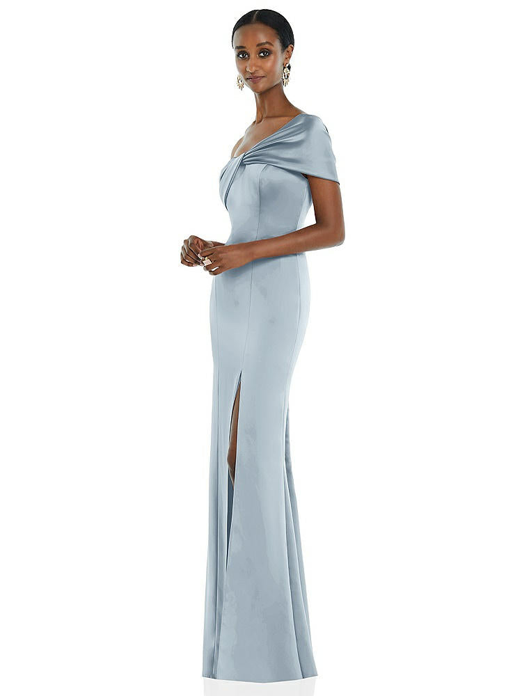 【STYLE: 3100】Twist Cuff One-Shoulder Princess Line Trumpet Gown【COLOR: Mist】