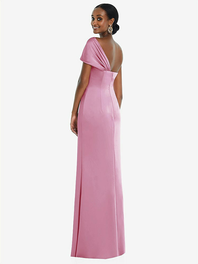 【STYLE: 3100】Twist Cuff One-Shoulder Princess Line Trumpet Gown【COLOR: Powder Pink】