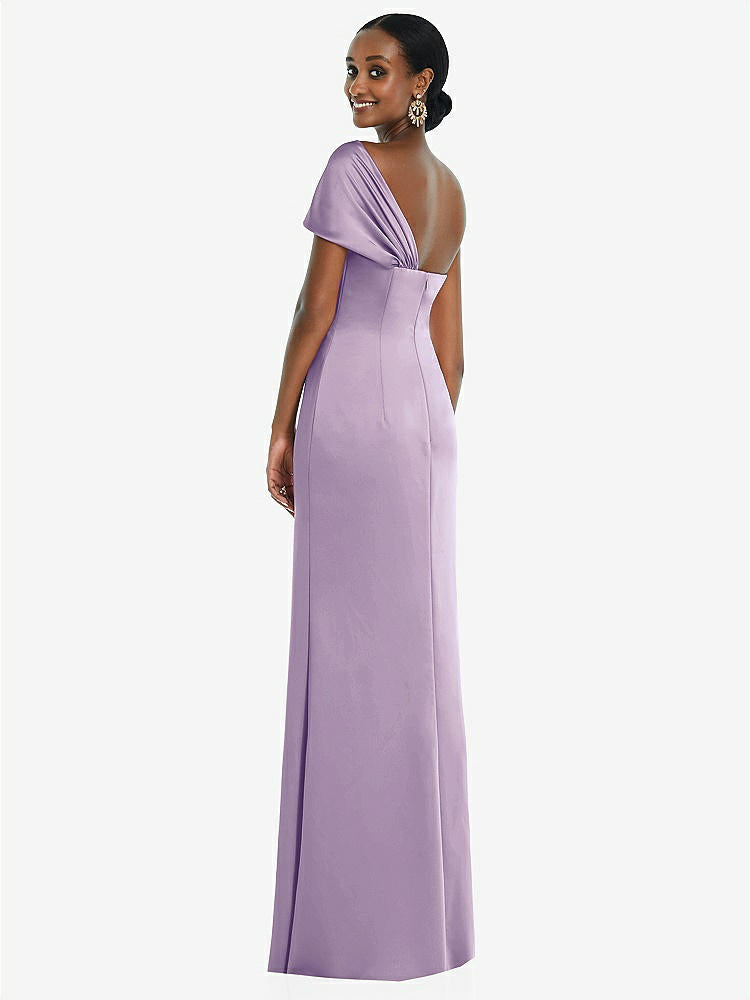【STYLE: 3100】Twist Cuff One-Shoulder Princess Line Trumpet Gown【COLOR: Pale Purple】