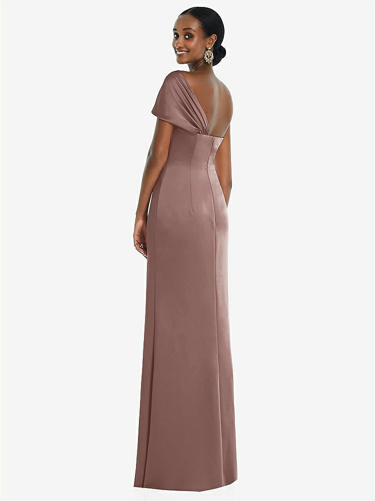 【STYLE: 3100】Twist Cuff One-Shoulder Princess Line Trumpet Gown【COLOR: Sienna】