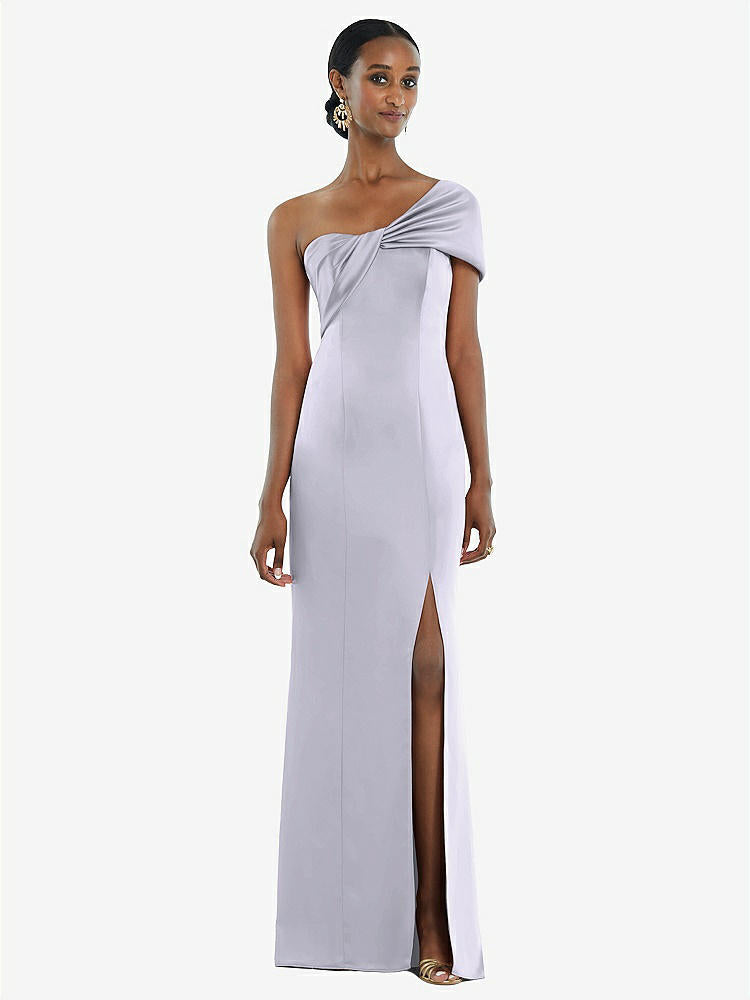 【STYLE: 3100】Twist Cuff One-Shoulder Princess Line Trumpet Gown【COLOR: Silver Dove】