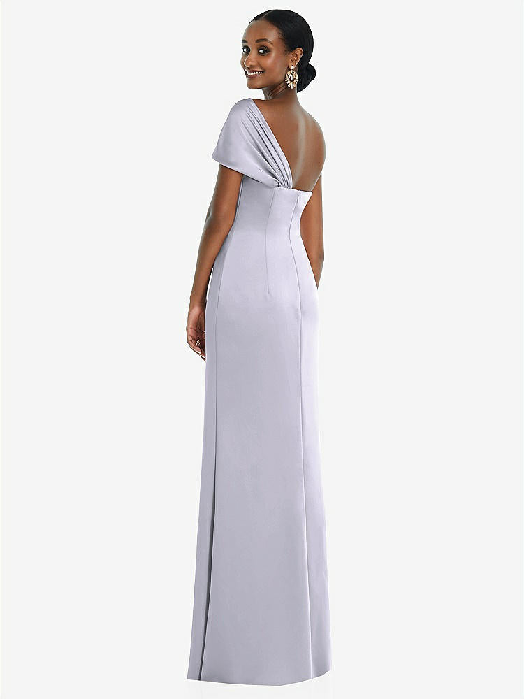 【STYLE: 3100】Twist Cuff One-Shoulder Princess Line Trumpet Gown【COLOR: Silver Dove】