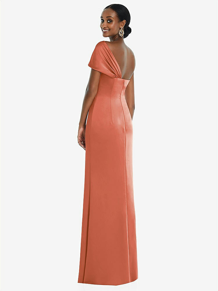 【STYLE: 3100】Twist Cuff One-Shoulder Princess Line Trumpet Gown【COLOR: Terracotta Copper】