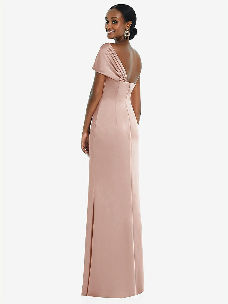 【STYLE: 3100】Twist Cuff One-Shoulder Princess Line Trumpet Gown【COLOR: Toasted Sugar】