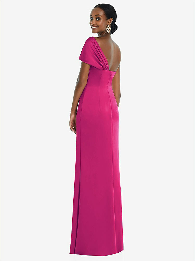 【NEW】【STYLE: 3100】ツイスト カフ ワンショルダー プリンセス ライン トランペット ガウン【COLOR: Think Pink】【SIZE: 00-30W】