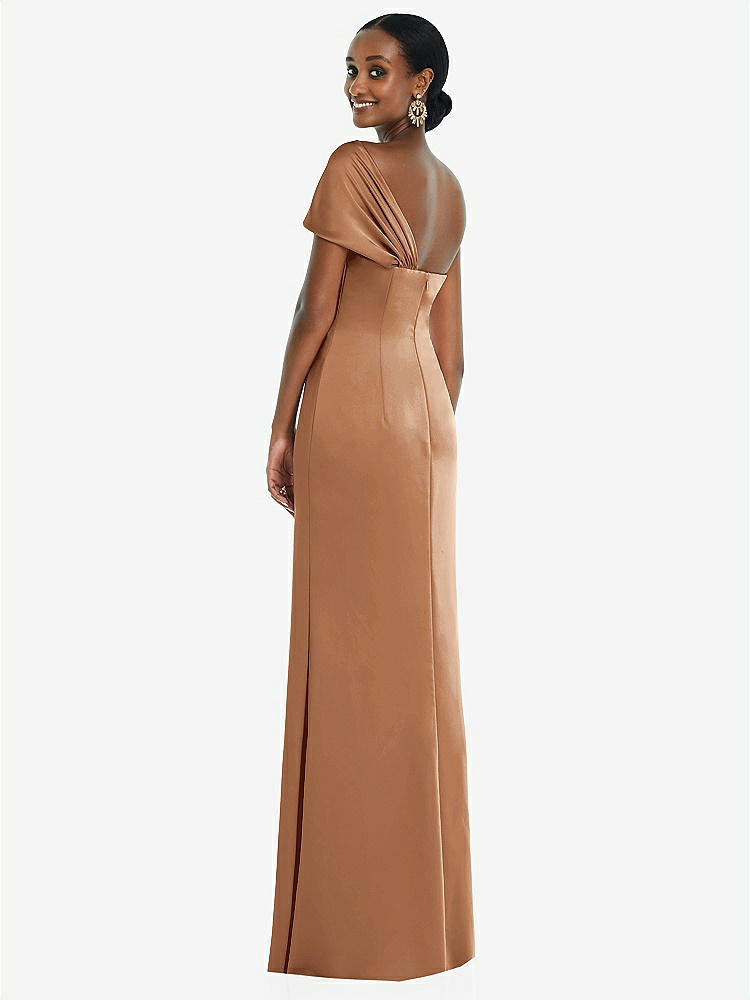 【STYLE: 3100】Twist Cuff One-Shoulder Princess Line Trumpet Gown【COLOR: Toffee】
