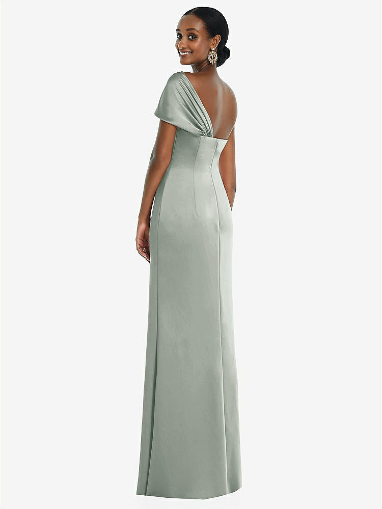 【STYLE: 3100】Twist Cuff One-Shoulder Princess Line Trumpet Gown【COLOR: Willow Green】