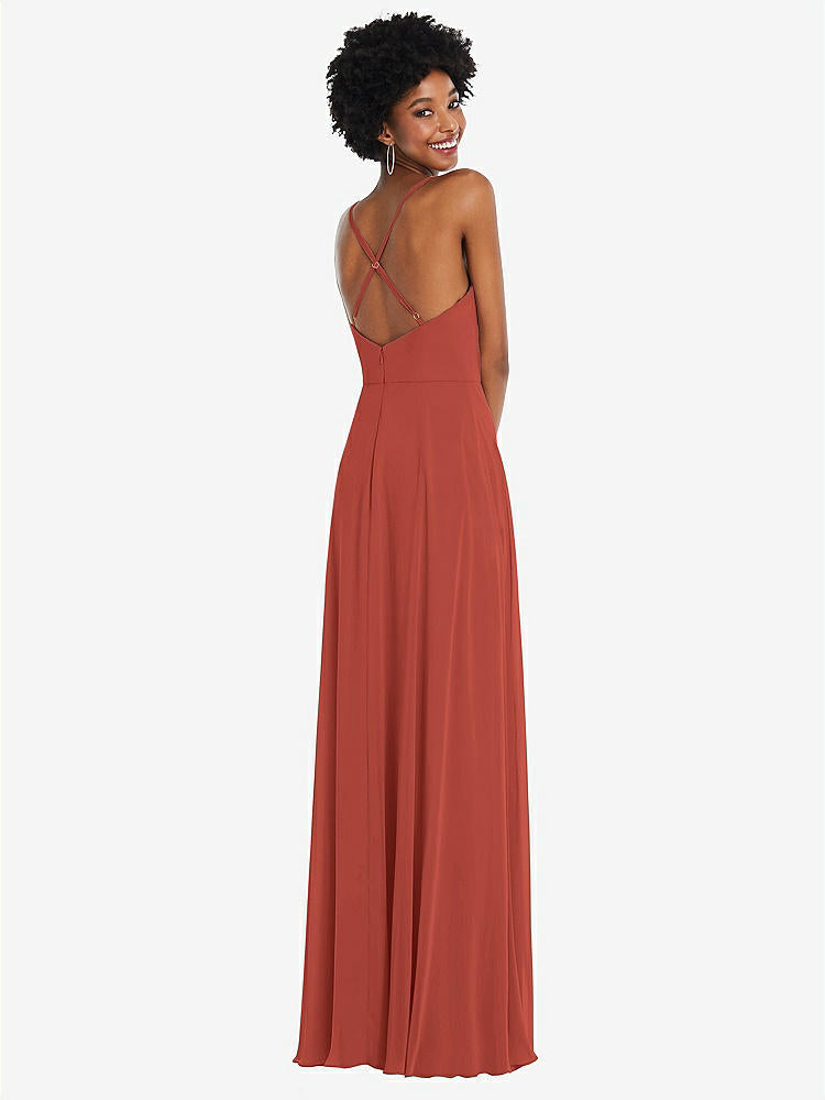 【STYLE: 1557】Faux Wrap Criss Cross Back Maxi Dress with Adjustable Straps【COLOR: Amber Sunset】