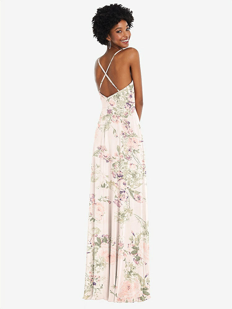 【STYLE: 1557】Faux Wrap Criss Cross Back Maxi Dress with Adjustable Straps【COLOR: Blush Garden】