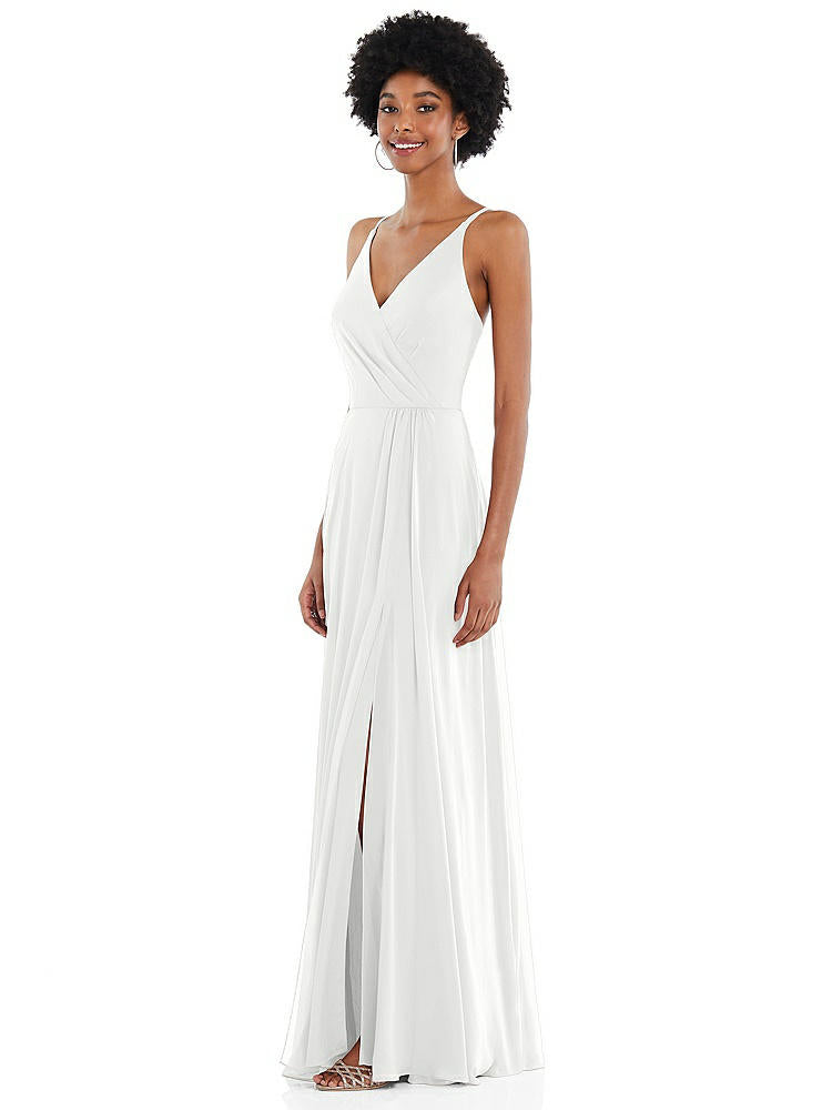 【STYLE: 1557】Faux Wrap Criss Cross Back Maxi Dress with Adjustable Straps【COLOR: White】