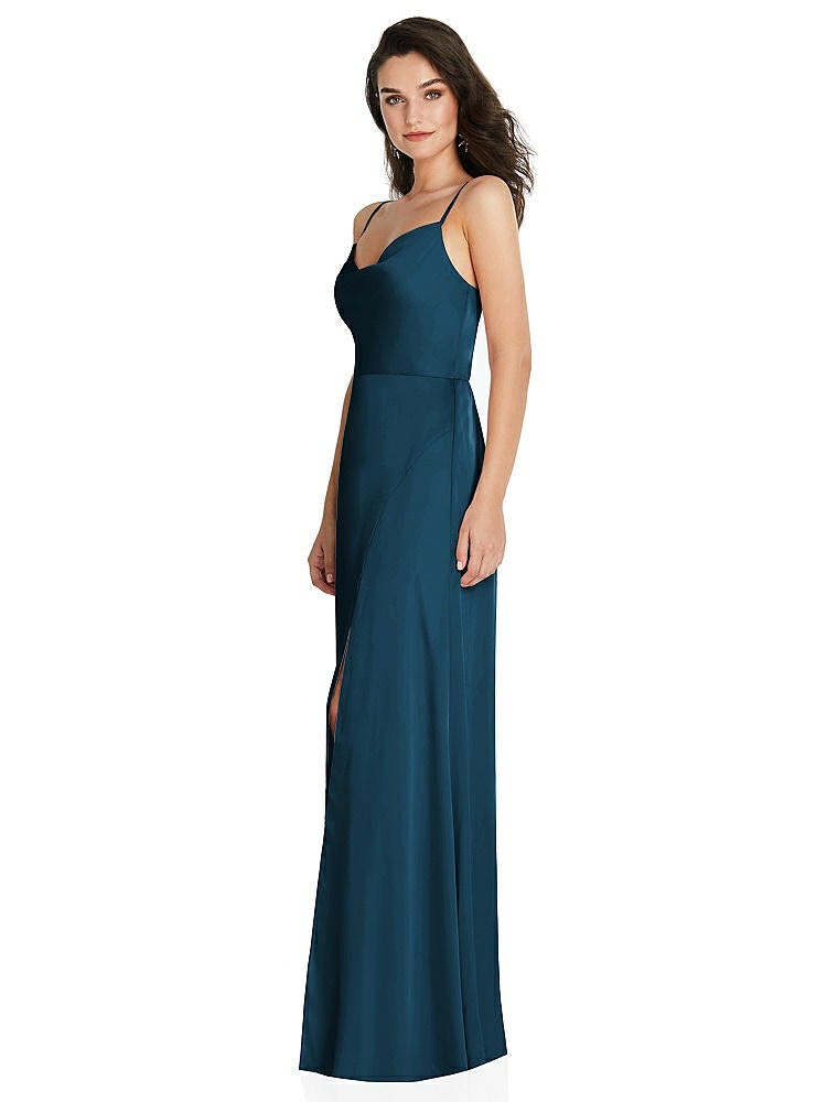 【NEW】【STYLE: TH098】カウルネック a-line maxi ドレス 調整可能 ストラップ【COLOR: Atlantic Blue】【SIZE: 00-30W】