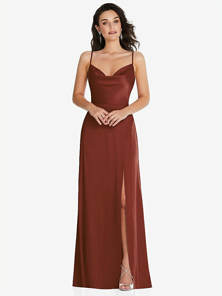 【NEW】【STYLE: TH098】カウルネック a-line maxi ドレス 調整可能 ストラップ【COLOR: Auburn Moon】【SIZE: 00-30W】