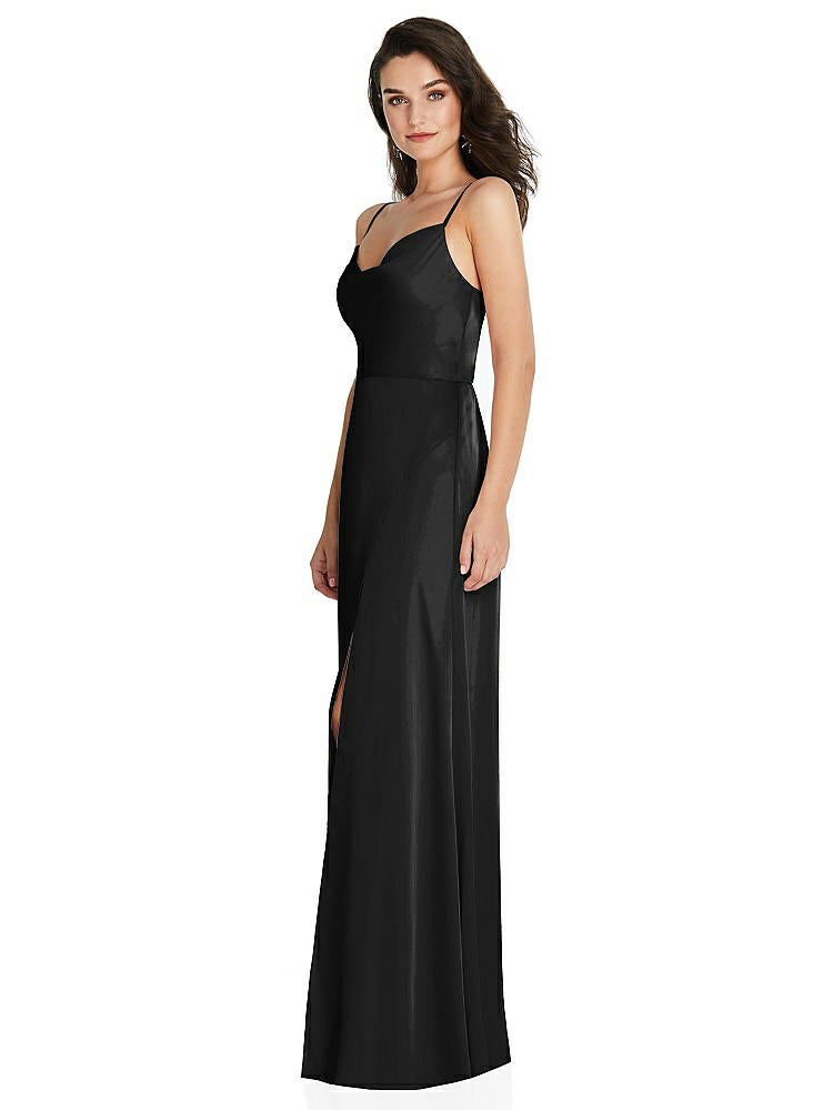 【NEW】【STYLE: TH098】カウルネック a-line maxi ドレス 調整可能 ストラップ【COLOR: Black】【SIZE: 00-30W】