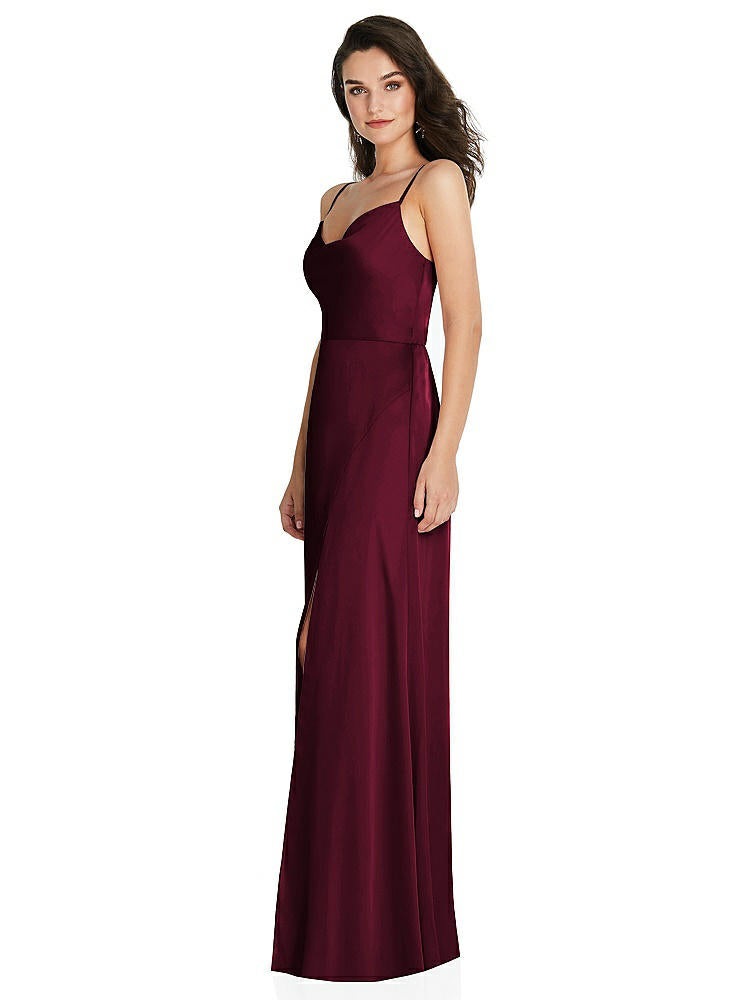 【NEW】【STYLE: TH098】カウルネック a-line maxi ドレス 調整可能 ストラップ【COLOR: Cabernet】【SIZE: 00-30W】