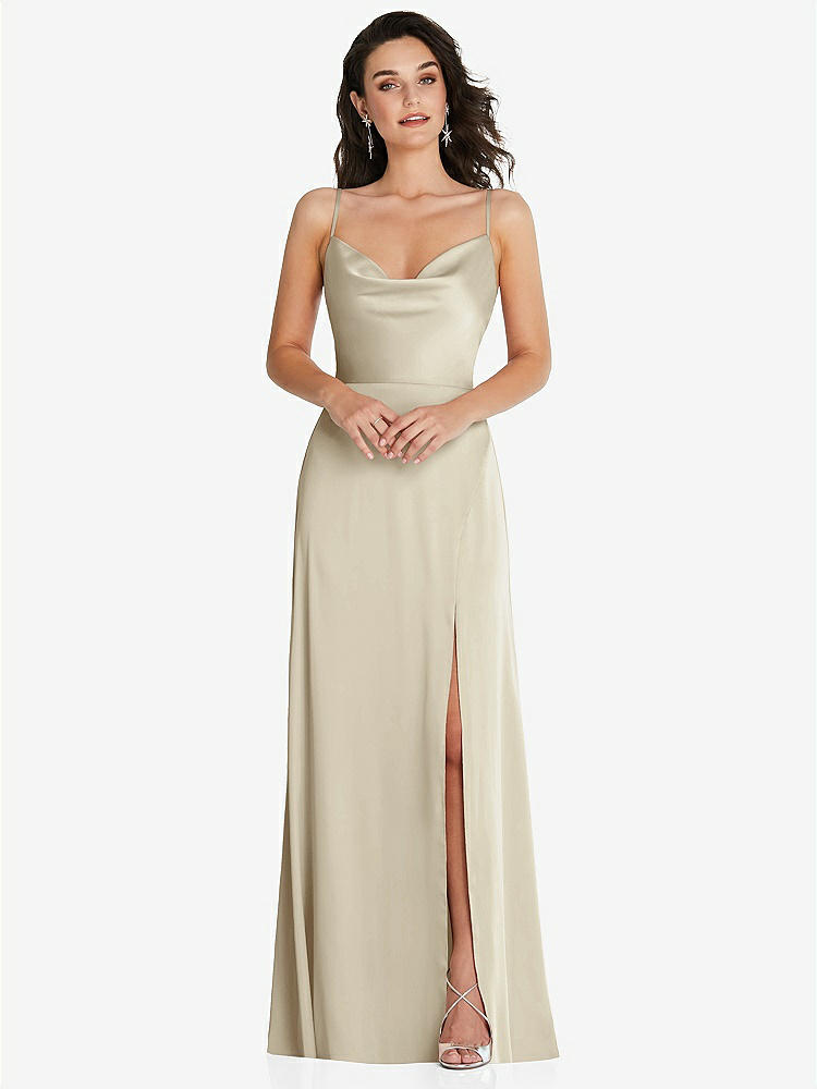 【NEW】【STYLE: TH098】カウルネック a-line maxi ドレス 調整可能 ストラップ【COLOR: Champagne】【SIZE: 00-30W】