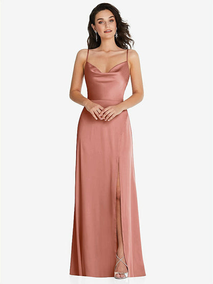 【NEW】【STYLE: TH098】カウルネック a-line maxi ドレス 調整可能 ストラップ【COLOR: Desert Rose】【SIZE: 00-30W】
