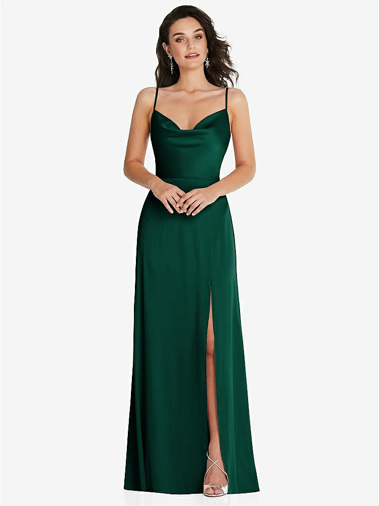 【NEW】【STYLE: TH098】カウルネック a-line maxi ドレス 調整可能 ストラップ【COLOR: Hunter Green】【SIZE: 00-30W】