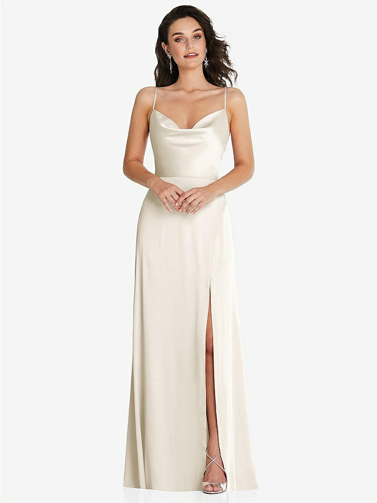 【NEW】【STYLE: TH098】カウルネック a-line maxi ドレス 調整可能 ストラップ【COLOR: Ivory】【SIZE: 00-30W】