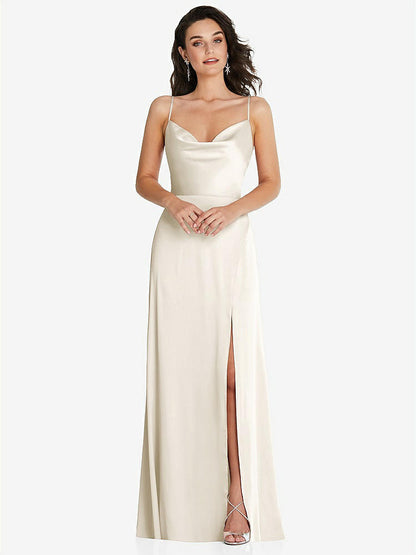 【NEW】【STYLE: TH098】カウルネック a-line maxi ドレス 調整可能 ストラップ【COLOR: Ivory】【SIZE: 00-30W】