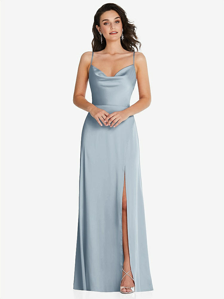 【NEW】【STYLE: TH098】カウルネック a-line maxi ドレス 調整可能 ストラップ【COLOR: Mist】【SIZE: 00-30W】