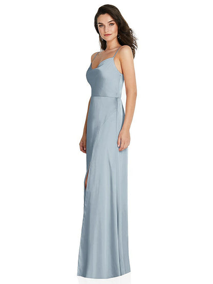 【NEW】【STYLE: TH098】カウルネック a-line maxi ドレス 調整可能 ストラップ【COLOR: Mist】【SIZE: 00-30W】