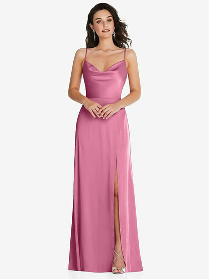【NEW】【STYLE: TH098】カウルネック a-line maxi ドレス 調整可能 ストラップ【COLOR: Orchid Pink】【SIZE: 00-30W】