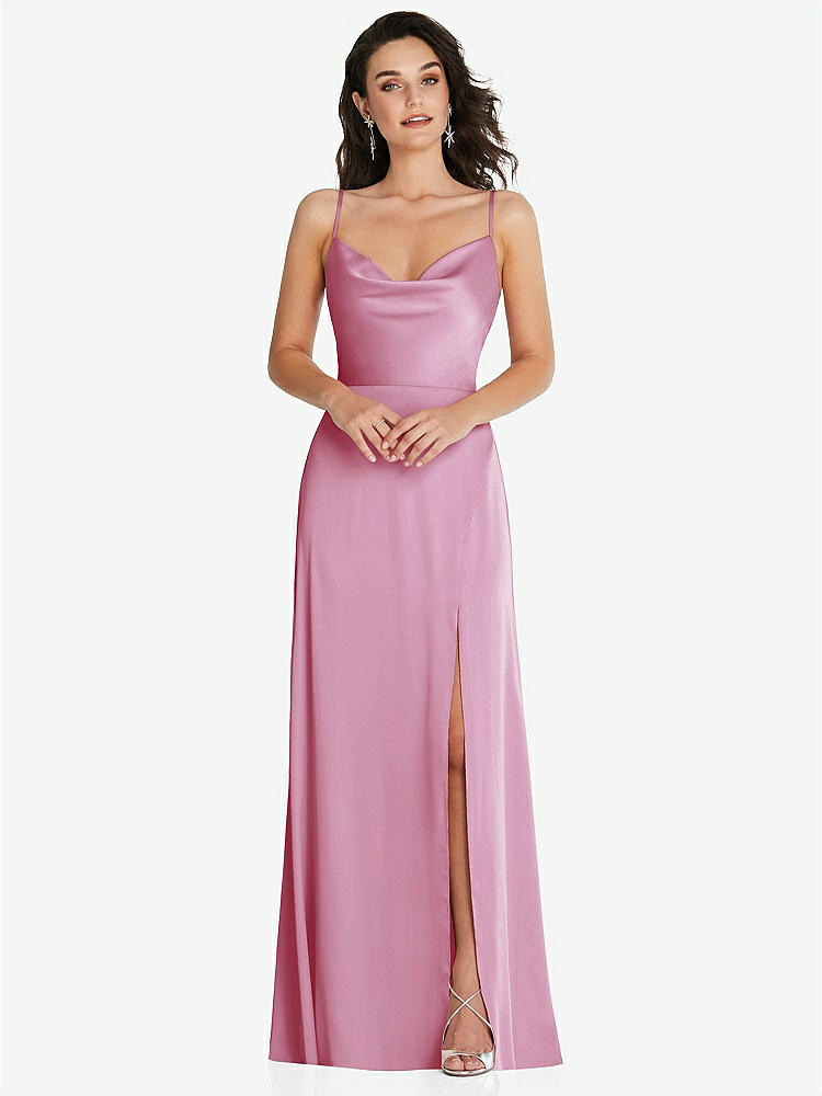 【NEW】【STYLE: TH098】カウルネック a-line maxi ドレス 調整可能 ストラップ【COLOR: Powder Pink】【SIZE: 00-30W】
