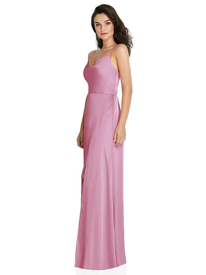【NEW】【STYLE: TH098】カウルネック a-line maxi ドレス 調整可能 ストラップ【COLOR: Powder Pink】【SIZE: 00-30W】
