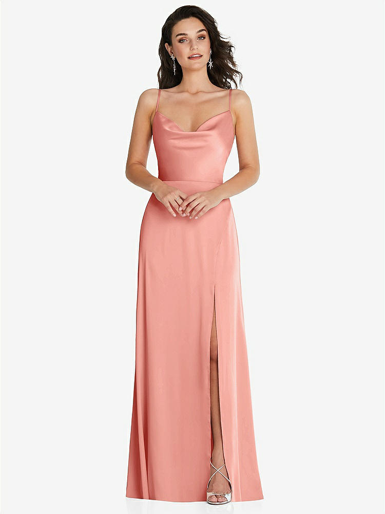 【NEW】【STYLE: TH098】カウルネック a-line maxi ドレス 調整可能 ストラップ【COLOR: Rose - PANTONE Rose Quartz】【SIZE: 00-30W】
