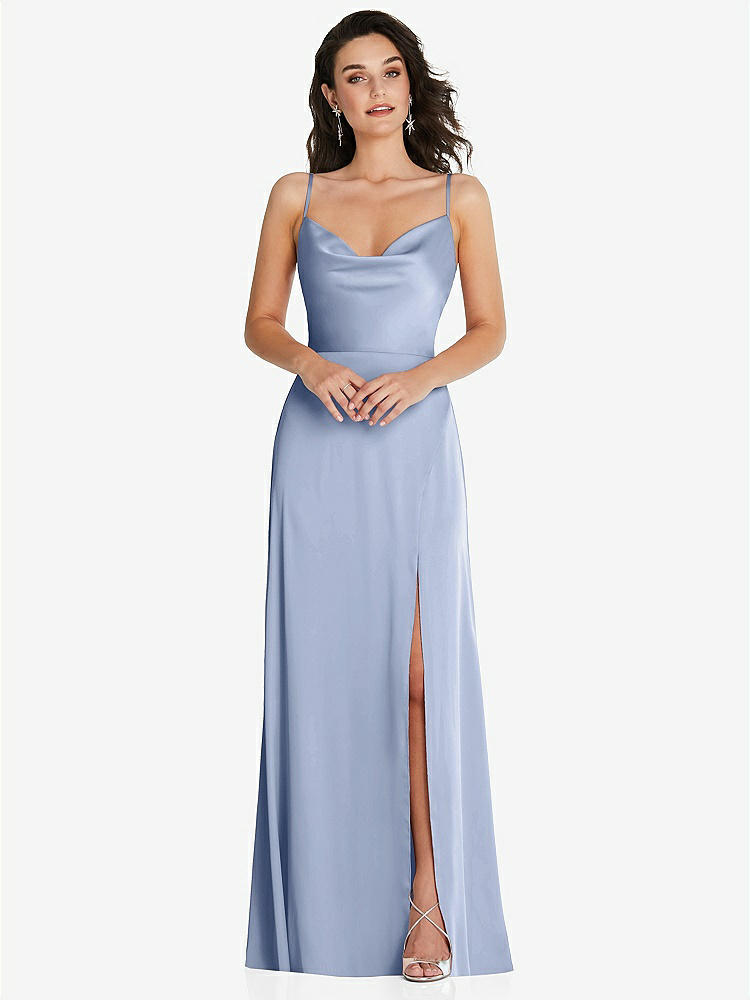 【NEW】【STYLE: TH098】カウルネック a-line maxi ドレス 調整可能 ストラップ【COLOR: Sky Blue】【SIZE: 00-30W】