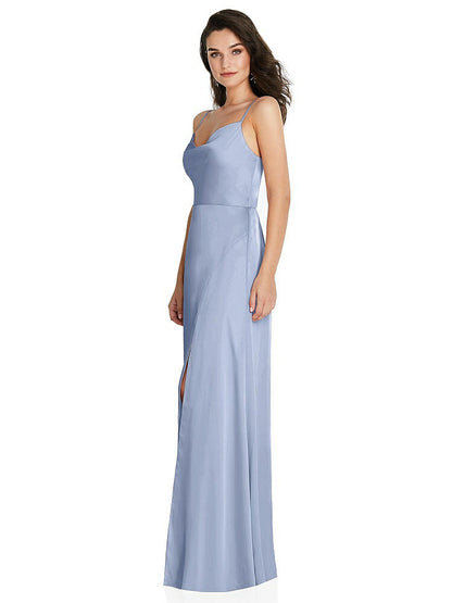 【NEW】【STYLE: TH098】カウルネック a-line maxi ドレス 調整可能 ストラップ【COLOR: Sky Blue】【SIZE: 00-30W】