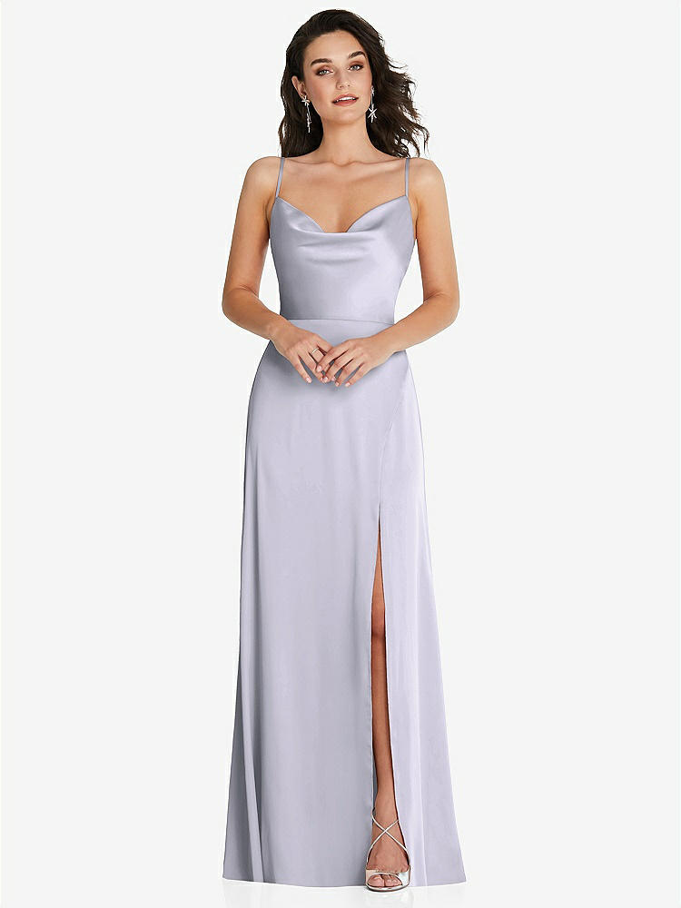 【NEW】【STYLE: TH098】カウルネック a-line maxi ドレス 調整可能 ストラップ【COLOR: Silver Dove】【SIZE: 00-30W】