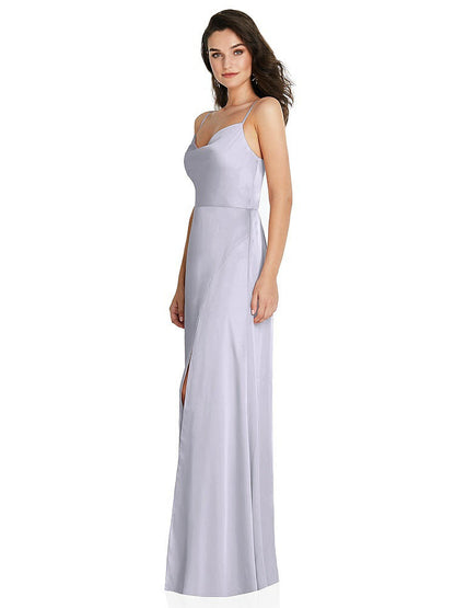 【NEW】【STYLE: TH098】カウルネック a-line maxi ドレス 調整可能 ストラップ【COLOR: Silver Dove】【SIZE: 00-30W】