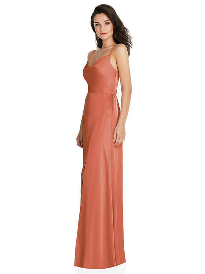 【NEW】【STYLE: TH098】カウルネック a-line maxi ドレス 調整可能 ストラップ【COLOR: Terracotta Copper】【SIZE: 00-30W】