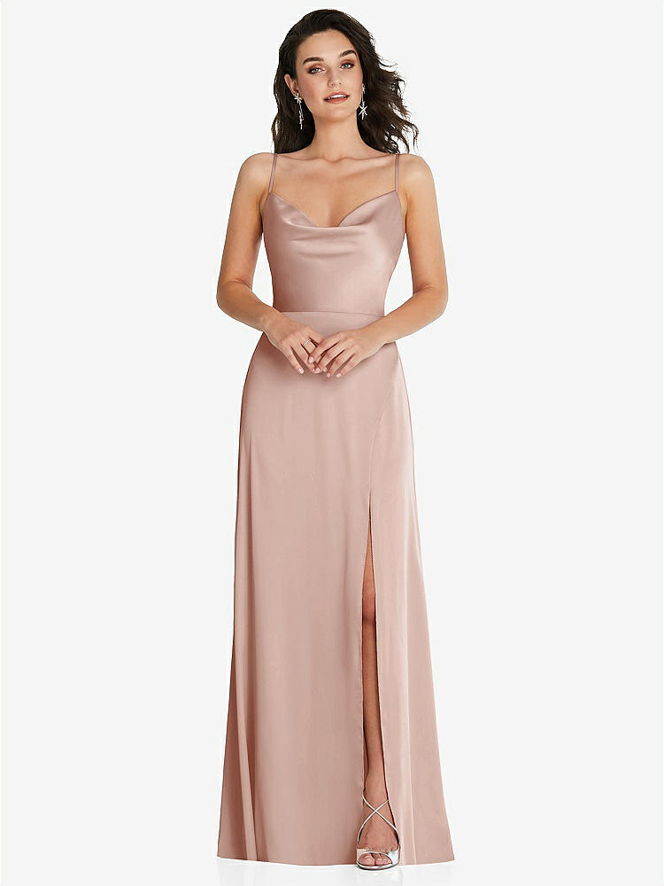 【NEW】【STYLE: TH098】カウルネック a-line maxi ドレス 調整可能 ストラップ【COLOR: Toasted Sugar】【SIZE: 00-30W】