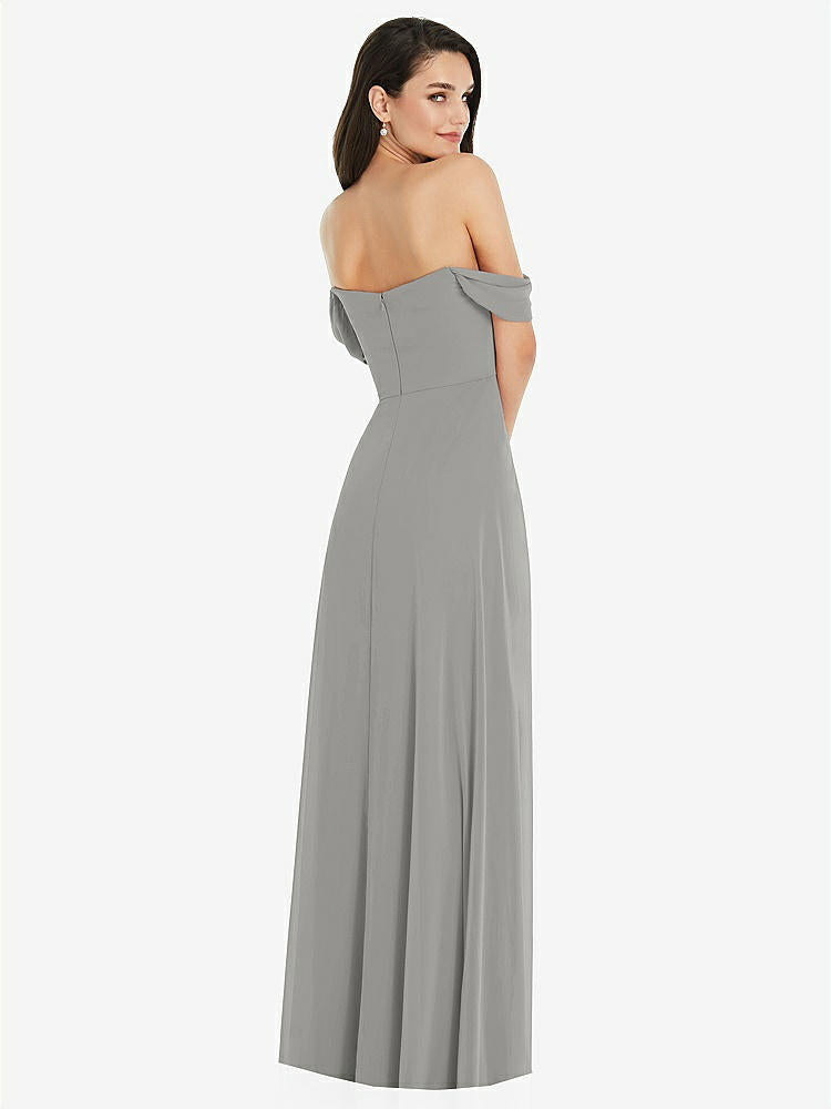 【STYLE: 3105】Off-the-Shoulder Draped Sleeve Maxi Dress with Front Slit【COLOR: Chelsea Gray】