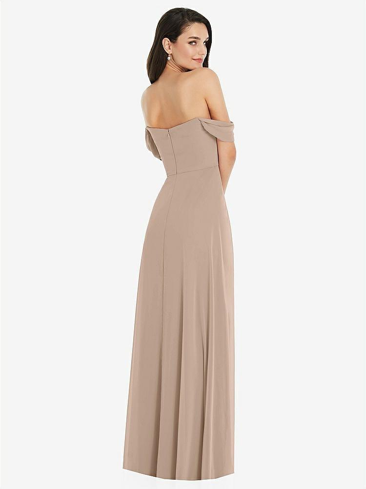 【STYLE: 3105】Off-the-Shoulder Draped Sleeve Maxi Dress with Front Slit【COLOR: Topaz】