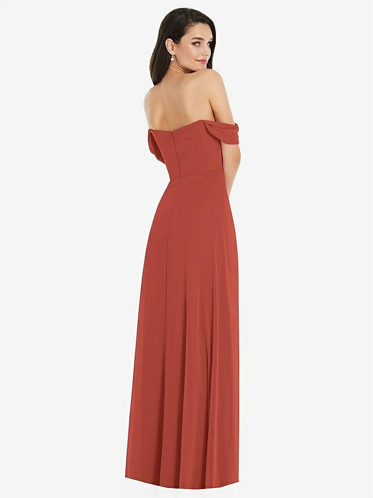 【STYLE: 3105】Off-the-Shoulder Draped Sleeve Maxi Dress with Front Slit【COLOR: Amber Sunset】
