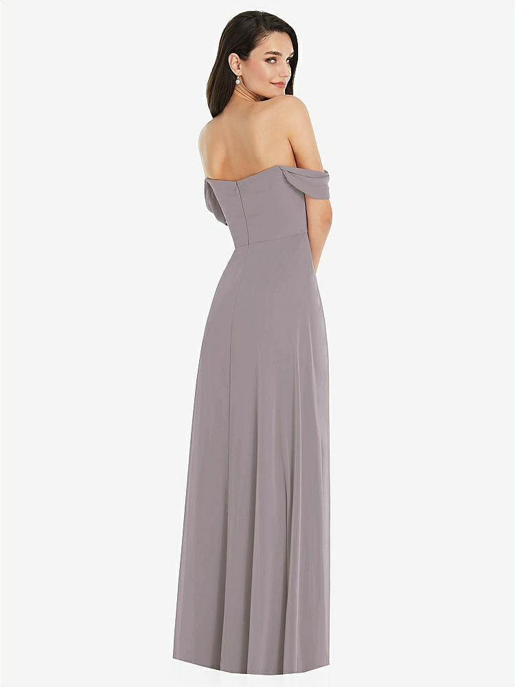 【STYLE: 3105】Off-the-Shoulder Draped Sleeve Maxi Dress with Front Slit【COLOR: Cashmere Gray】