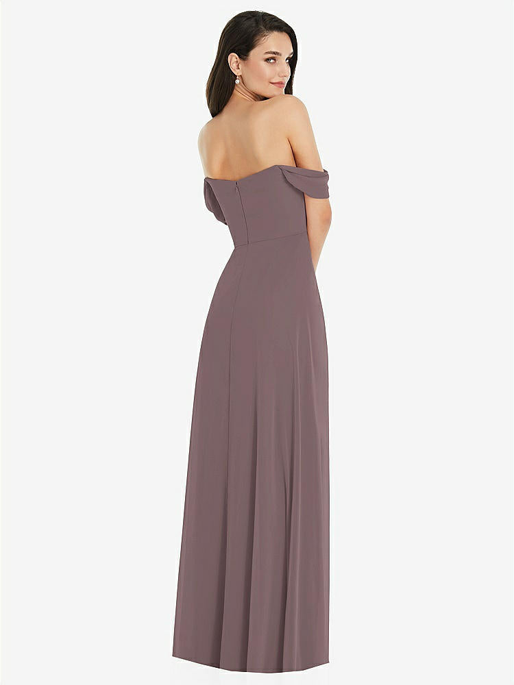 【STYLE: 3105】Off-the-Shoulder Draped Sleeve Maxi Dress with Front Slit【COLOR: French Truffle】